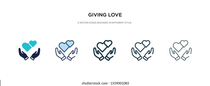 giving love icon in different style vector illustration. two colored and black giving love vector icons designed in filled, outline, line and stroke style can be used for web, mobile, ui