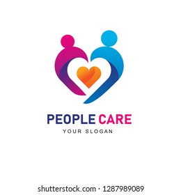 Giving Love Logo, Giving Heart, Heart and Hand logo, Health Care logo, People Care Logo Design