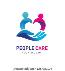Giving Love Logo, Giving Heart, Heart And Hand Logo, Health Care Logo, People Care Logo Design