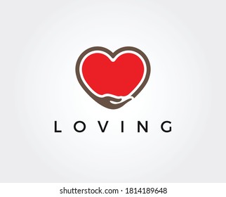 Giving Love Logo, Giving Heart, Heart and Hand logo, Health Care logo, People Care Logo Design