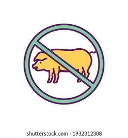 Giving up meat RGB color icon. Balanced diet. Reducing overweight and obesity risks. Meat-free diet. Avoiding animal products. Vegetarian, vegan lifestyle. Meatless meal. Isolated vector illustration