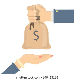 Giving money bag.