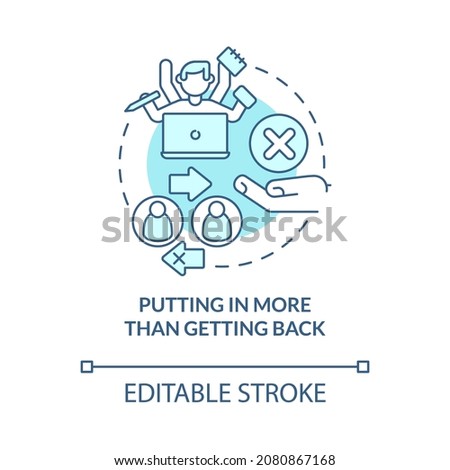 Giving more than getting back concept icon. Reciprocity absence. Ungrateful relation. Dissatisfaction abstract idea thin line illustration. Vector isolated outline color drawing. Editable stroke