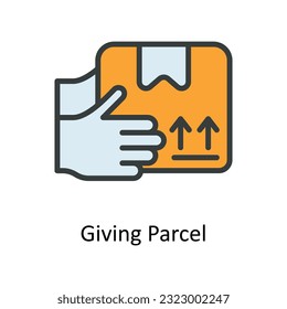 Giving Parcel Vector   Fill outline Icon Design illustration. Shipping and delivery Symbol on White background EPS 10 File