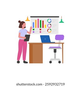 Giving Presentation cartoon character vector illustration