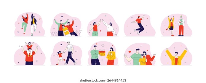 Giving and receiving happiness, from loved ones cartoon vector illustration.