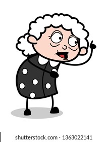 Giving Speech - Old Cartoon Granny Vector Illustration