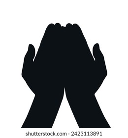 Giving or taking hand gesture. Silhouette of cupped hands with open palms. Hands carefully holding something. Vector illustration