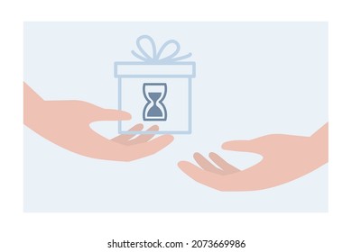 Giving time to someone. The concept of precious time. Vector illustration.