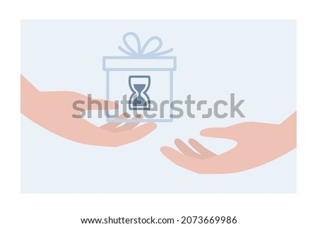 Giving time to someone. The concept of precious time. Vector illustration.