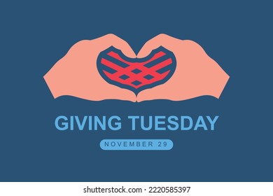 Giving tuesday background. Design with hand and hearth. Vector design illustration.