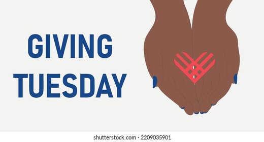 Giving Tuesday banner design. Hands holding awereness symbol. Vector illustration