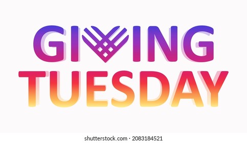 Giving Tuesday. Colored gradient lettering of charity. Solo icon. Vector illustration 