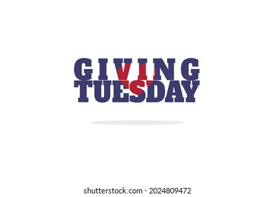 Giving Tuesday, global day of charitable giving. Text lettering with heart in it. Background, banner and social media post design, vector illustration.