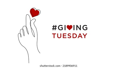 	
Giving Tuesday is a global day of charitable giving after Black Friday shopping day. Charity, give help, donations and support concept with text message sign and red heart in woman hand