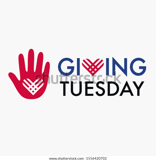 Giving Tuesday, global day of charitable\
giving. Helping hand with heart shape. Charity campaign banner\
design, vector\
illustration.
