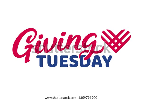 Giving Tuesday, global day of charitable\
giving. Text lettering with hashtag heart. Charity campaign banner\
design, vector\
illustration.