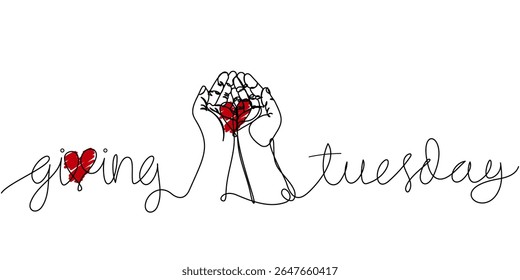 Giving Tuesday Handwritten Lettering Charity Donation Vector Illustration