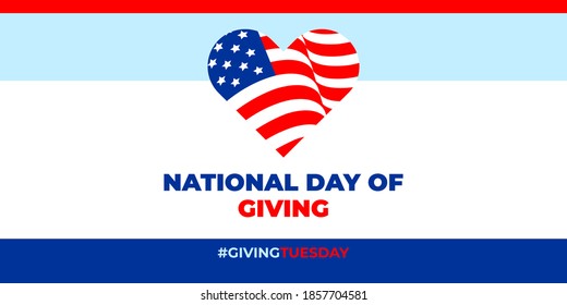 Giving Tuesday, NATIONAL DAY OF GIVING. Vector Banner, Poster, Card For Social Media With The Text GIVINGTUESDAY. It Takes Place The Tuesday After Thanksgiving