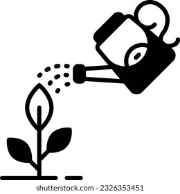 Giving water to Plant concept, Irrigation vector icon design, Housekeeping symbol, Office caretaker sign, porter or cleanser equipment stock illustration