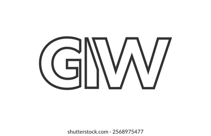 GIW logo design template with strong and modern bold text. Initial based vector logotype featuring simple and minimal typography. Trendy company identity ideal for businesses brand presence.