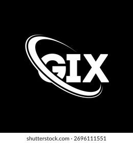 Logotipo de GIX. Carta GIX. Diseño del logotipo de la letra GIX. Logotipo de las iniciales GIX enlazado con el círculo y el logotipo del monograma en mayúsculas. Tipografía GIX para tecnología, negocio y marca inmobiliaria.