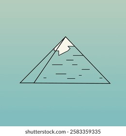 Giza ancient Egyptian pyramids with black outline icons, illustration art