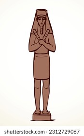 Giza Cairo sphinx city logo icon sign Luxor palace Africa Amun ruin. Outline hand drawn past age ethnic myth head face crown coffin white stone pillar column artwork cartoon black line sketch style