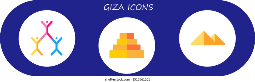 giza icon set. 3 flat giza icons.  Simple modern icons about  - pyramid