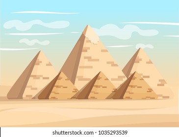 Giza pyramid complex egyptian pyramids daytime wonder of the world great pyramid of giza vector illustration