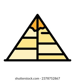 Vector de contorno de icono de la pirámide Giza. Antiguo egipto. Color de arena de El Cairo