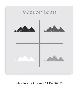Giza pyramids flat black and white vector icon.