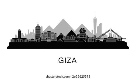 Giza skyline Egypt cityscape silhouette vector.