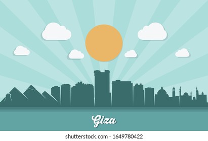 Giza skyline in Egypt - vector illustration