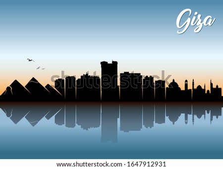 Giza skyline - Egypt - vector illustration