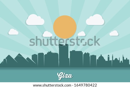 Giza skyline in Egypt - vector illustration