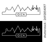 Giza skyline. Linear style. Single line. Editable vector file.