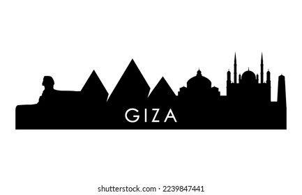 Giza skyline silhouette. Black Giza city design isolated on white background. 