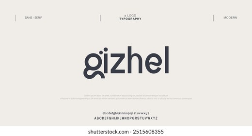 GIZHEL Design moderno de fonte, letras alfabeto na moda e números ilustração vetorial