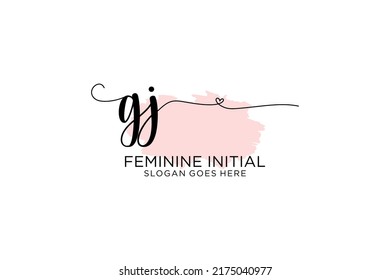 GJ beauty monogram and elegant logo design handwriting logo of initial signature, wedding, fashion, floral and botanical with creative template.