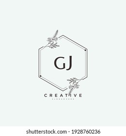 GJ Beauty Vektor erste Logo-Kunst, Handschrift Logo der ersten Signatur, Hochzeit, Mode, Jewerly, Boutique, Blumen und botanisch mit kreativen Vorlage für jedes Unternehmen oder Unternehmen.
