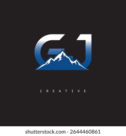GJ Creative Mountain Logo Fette Farbverlauf-Buchstabenmarkierung Branding Design für Business Outdoor Marken