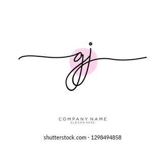 GJ G J Initial handwriting logo template