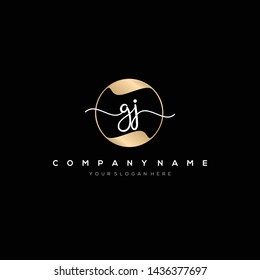 GJ handwriting initial logo template vector.