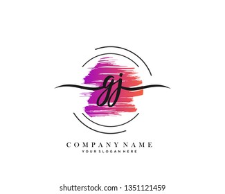 GJ handwriting initial  logo vector