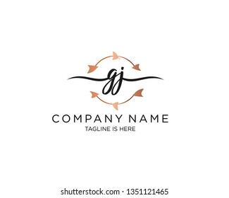 GJ handwriting initial  logo vector