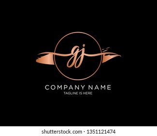 GJ handwriting initial  logo vector