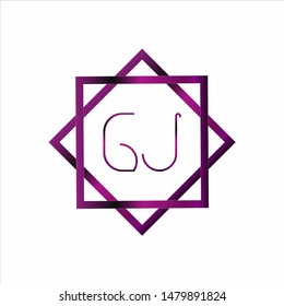 GJ Initial Capital Letter Monogram Logo With Two Square Linked Element isolated on white background