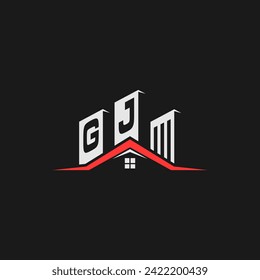GJ Initial Construction Real Estate Home Logo Design Vector