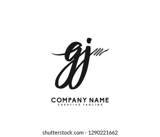 GJ Initial Handwriting Logo Template Vector